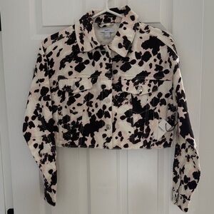 Forever 21 Brown/Cream and Pink Printed Jean Jacket